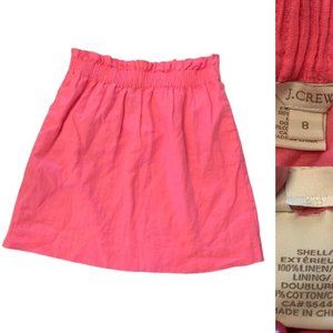J Crew Pink Linen Skirt Pull On Elastic Waist Spring Sumner M 8 Casual